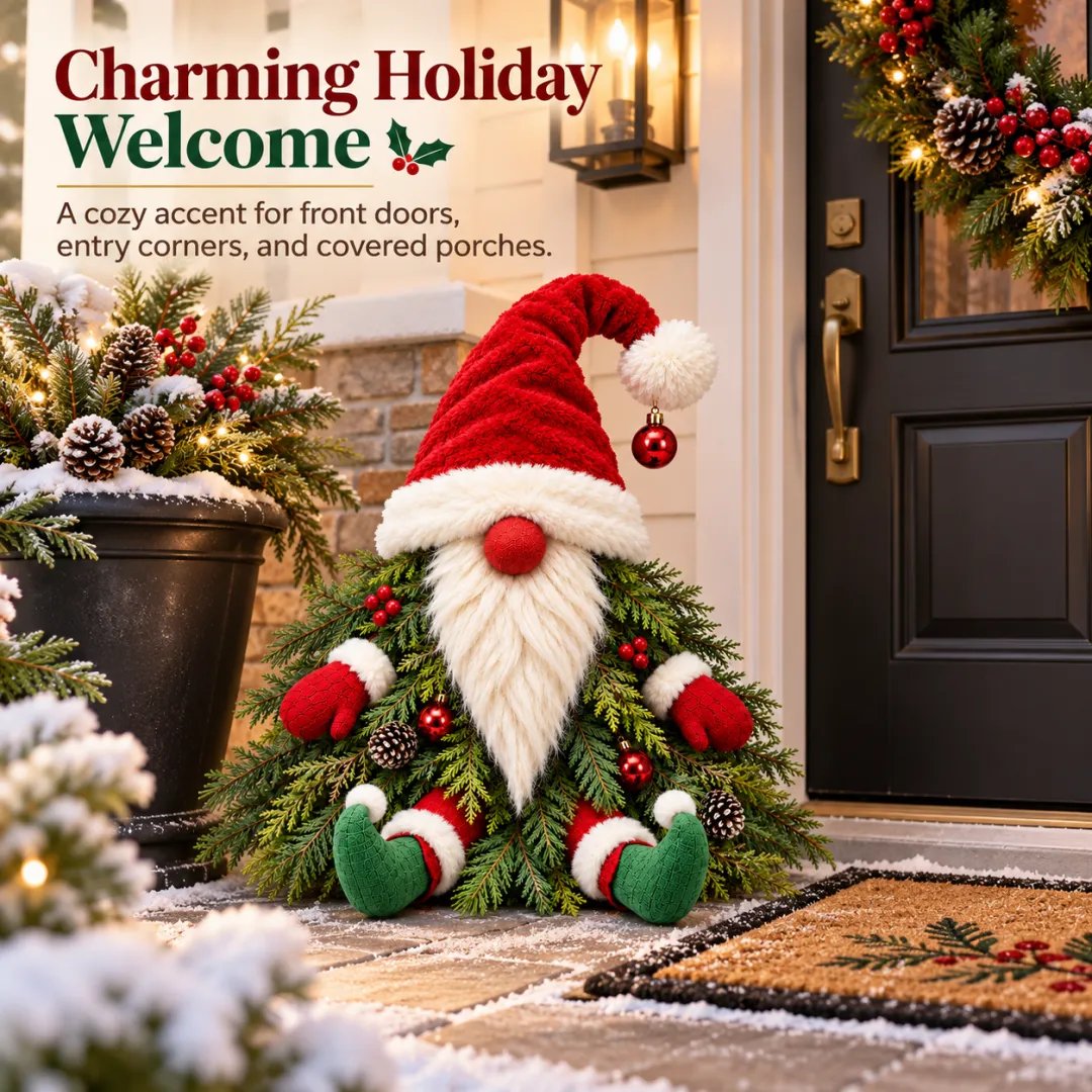 π
Sitting Christmas Evergreen Gnome | Woodland Holiday Decor