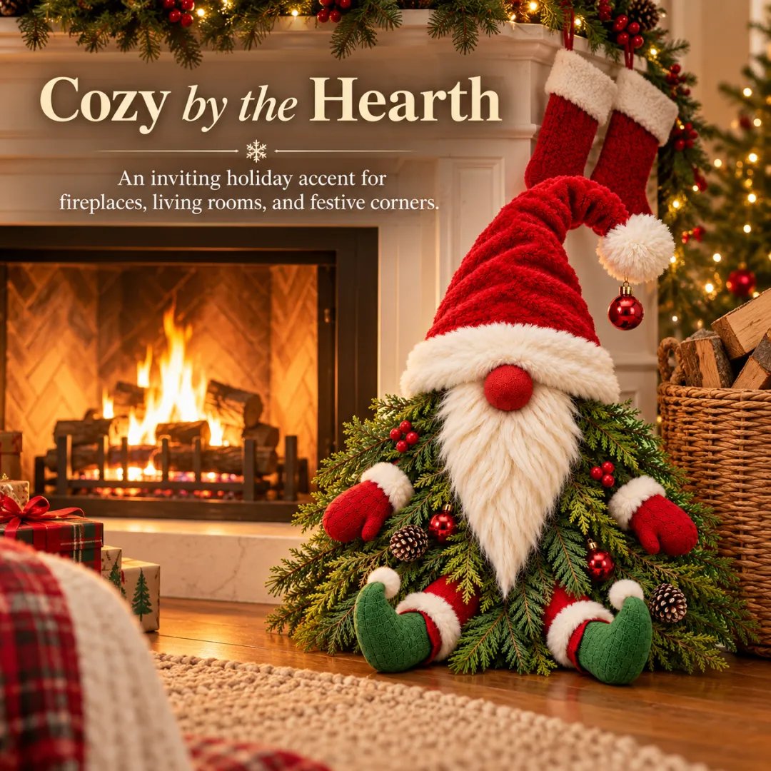 π
Sitting Christmas Evergreen Gnome | Woodland Holiday Decor