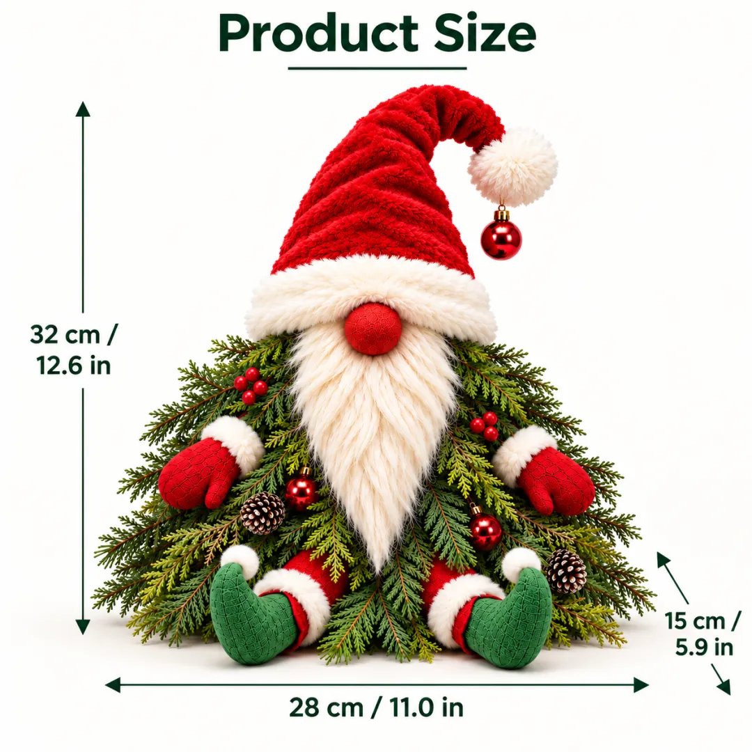 π
Sitting Christmas Evergreen Gnome | Woodland Holiday Decor