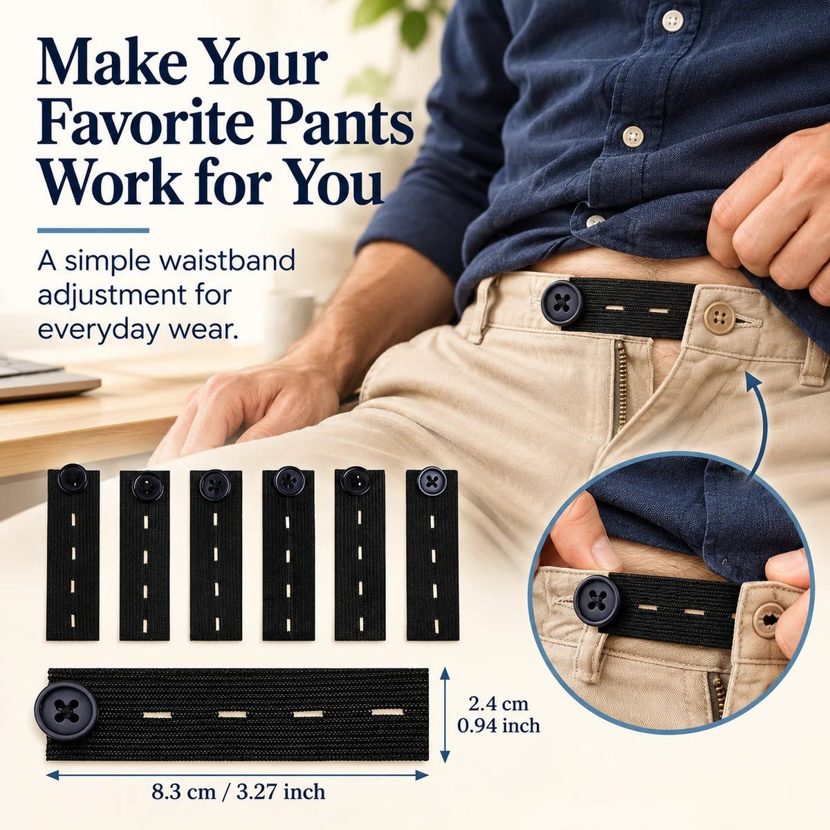 π Elastic Waistband Extender Buttons β Adjustable Comfort, 6-Piece Set