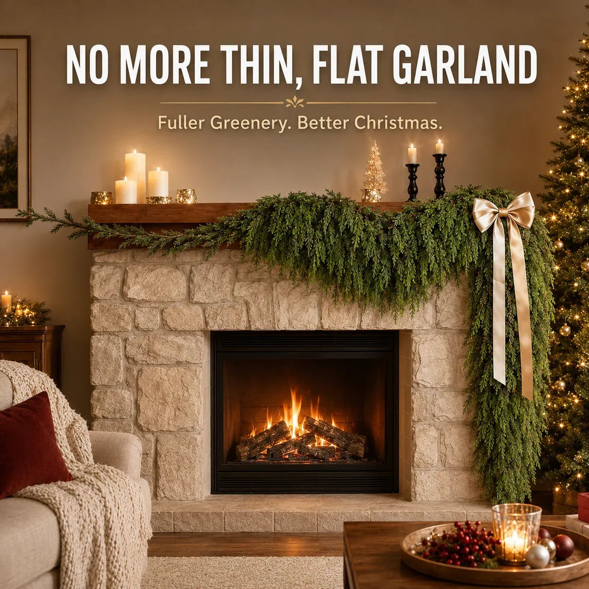 π Real-Touch Cedar Garland β Lush Christmas Greenery