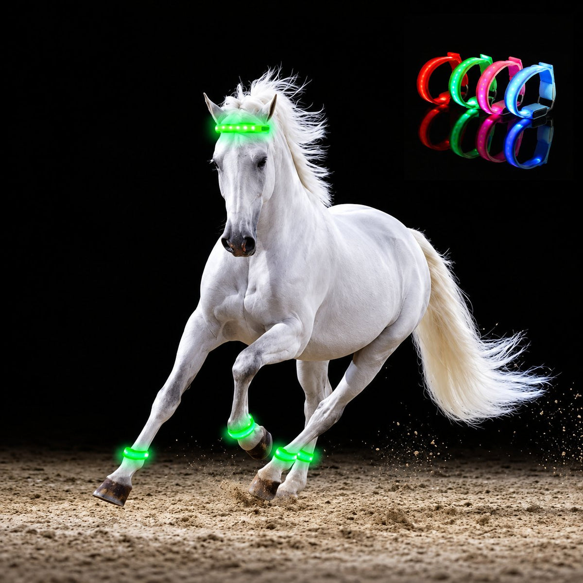 π Horse LED Leg Straps β 4 Pack | Rechargeable-Look Night Riding Safety Lights β¨
