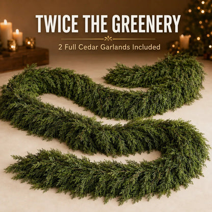 🎄 Real-Touch Cedar Garland – Lush Christmas Greenery