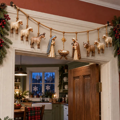 ✝️🎄Handcrafted Wooden Nativity Garland