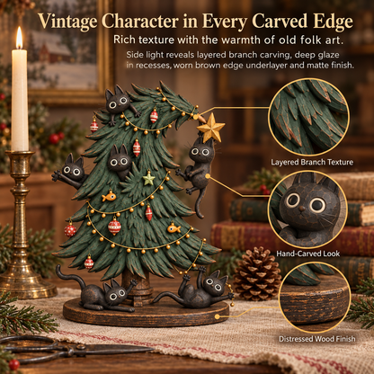 Mischievous Black Cats Christmas Tree Figurine