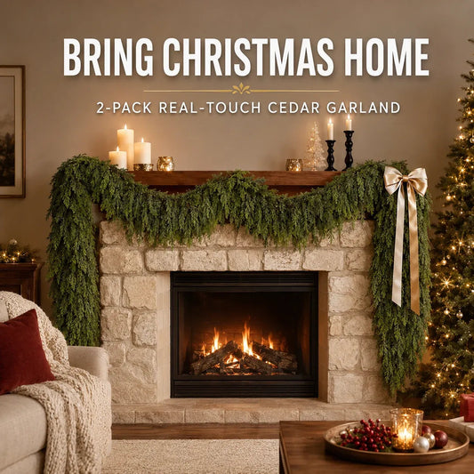 🎄 Real-Touch Cedar Garland – Lush Christmas Greenery