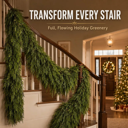 🎄 Real-Touch Cedar Garland – Lush Christmas Greenery